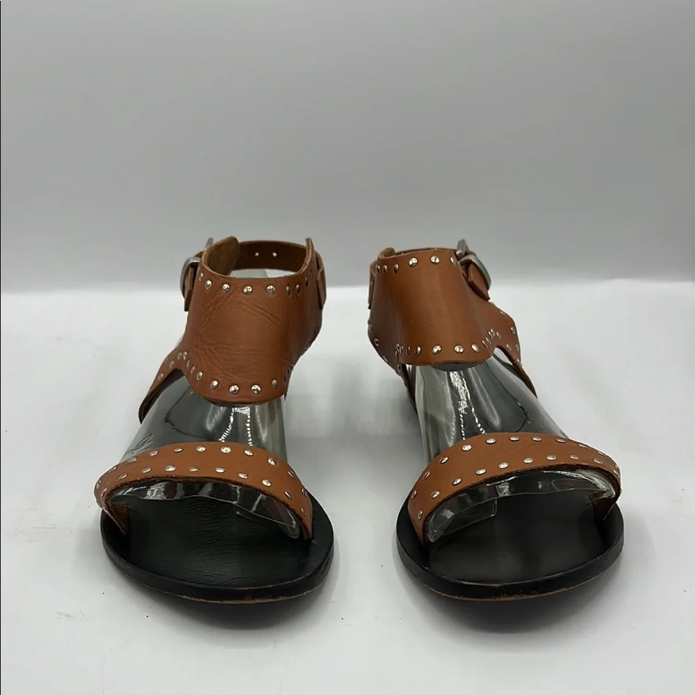 Sol Sana‎ Sz 7 Brown Silver Studded Sandals Boho